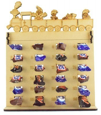 6mm Mars, Snickers and Milkyway Chocolate Bars Funsize Minis Holder Advent Calendar with Christmas Train Topper